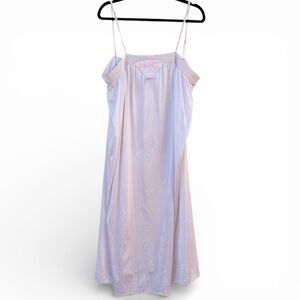 vintage pastel pink nylon floral fan slip dress